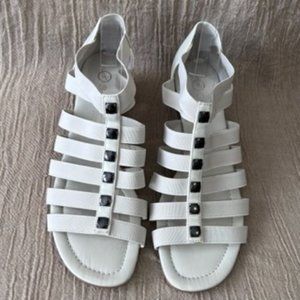 Bella Vita  Chalk White Cage Elastic Strappy Wedge Sandals